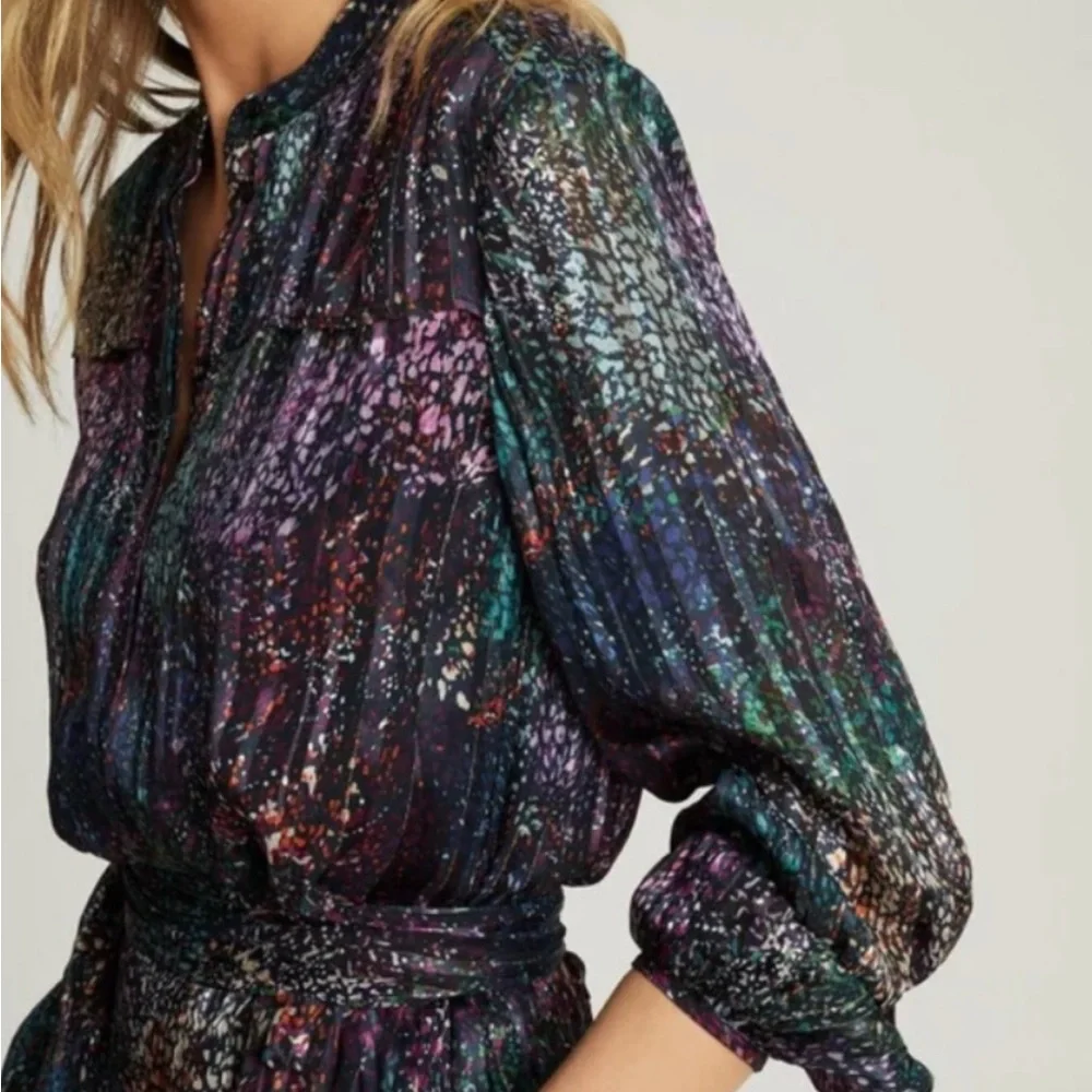 Reiss IslaBlack Metallic High Neck Shift Dress 12